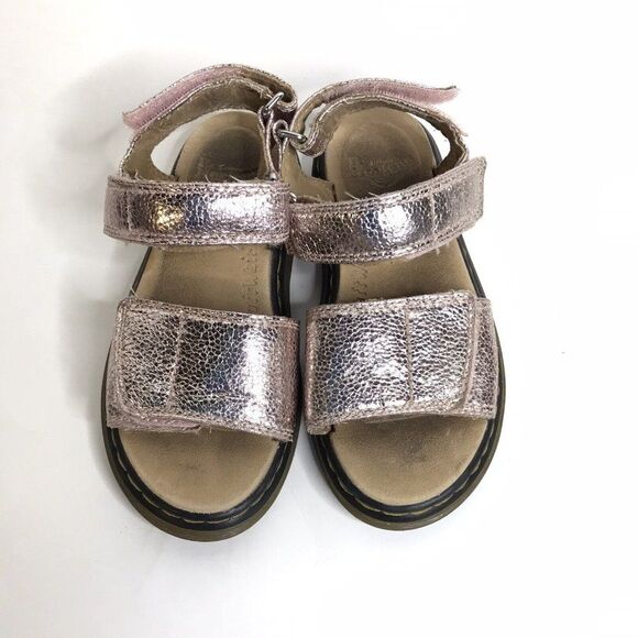 Dr. Martens Girls Romi J Pink Crinkle Metallic Sandals Size 12 - Picture 1 of 9